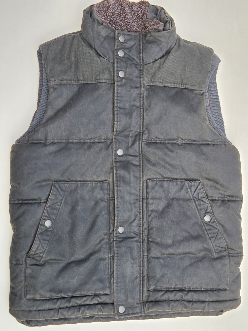 Fat Face Men's Vest Jacket Waxed Brown Blanked Lined Size-Large